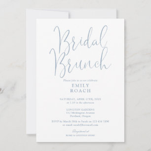 Invitación Dusty Blue Elegante Guion Cumpleaños Nupcial Riego