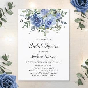Invitación Dusty Blue Eucalyptus Botanical Bridal Shower