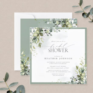 Invitación Dusty Blue Eucalyptus Botanical Bridal Shower