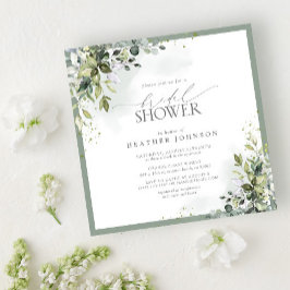 Invitación Dusty Blue Eucalyptus Botanical Bridal Shower