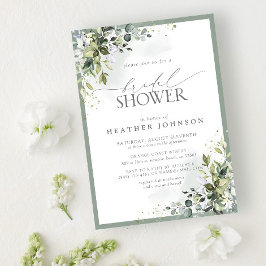 Invitación Dusty Blue Eucalyptus Botanical Bridal Shower
