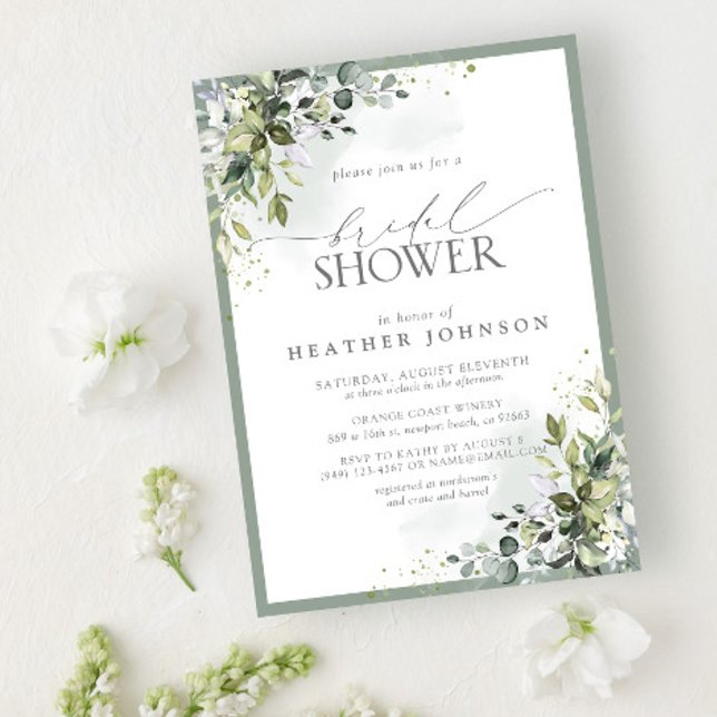 Invitación Dusty Blue Eucalyptus Botanical Bridal Shower (Subido por el creador)