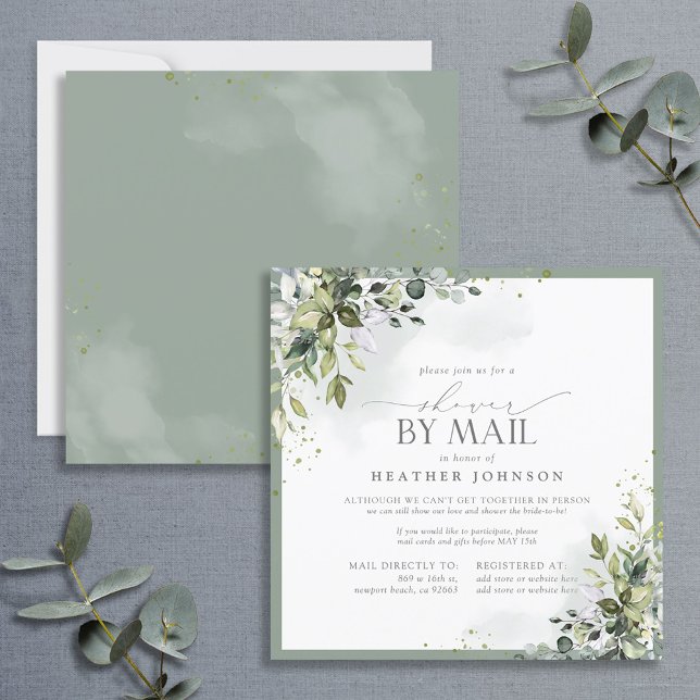 Invitación Dusty Blue Eucalyptus Botanical Shower Mail (Subido por el creador)