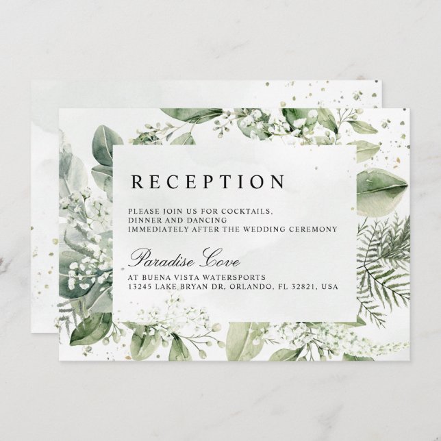 Invitación Dusty Blue Eucalyptus Botanical Wedding (Anverso / Reverso)