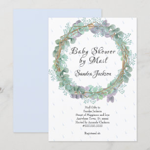 Invitación Dusty Blue Eucalyptus Boy Baby Shower por correo