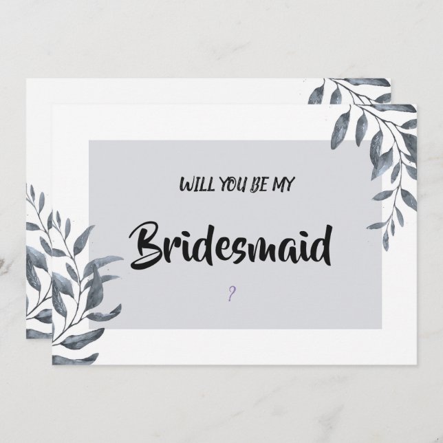 Invitación Dusty Blue Eucalyptus Bridesmaid (Anverso / Reverso)
