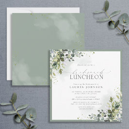 Invitación Dusty Blue Eucalyptus Floral Bridal Luncheon