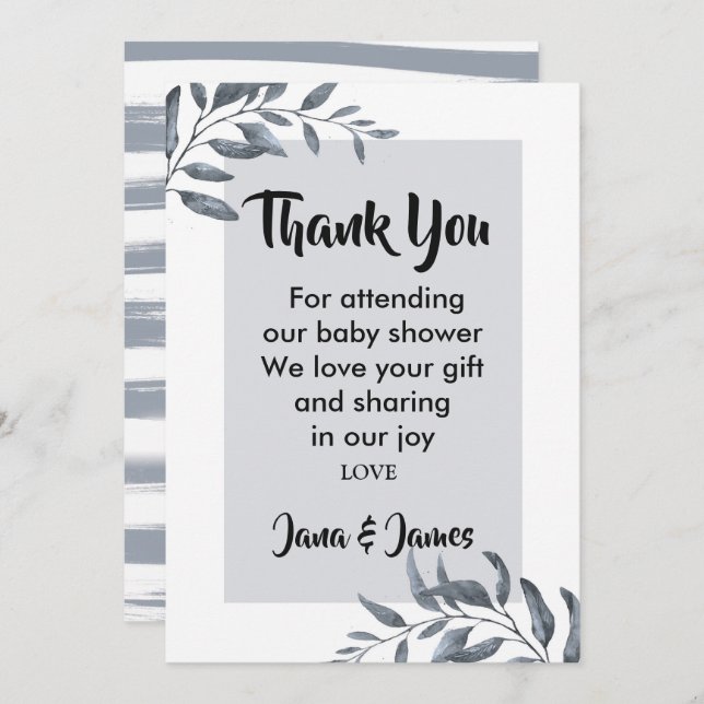 Invitación Dusty Blue Eucalyptus gracias (Anverso / Reverso)