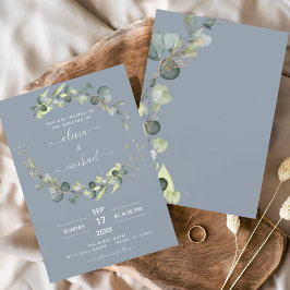 Invitación Dusty Blue Eucalyptus Greenery Boda Elegante