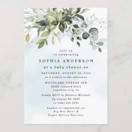 Invitación Dusty Blue Eucalyptus Greenery Boho Baby Shower