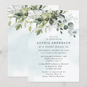 Invitación Dusty Blue Eucalyptus Greenery Boho Bridal Shower
