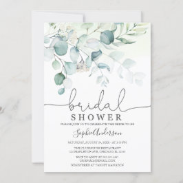 Invitación Dusty Blue Eucalyptus Greenery Bridal Shower