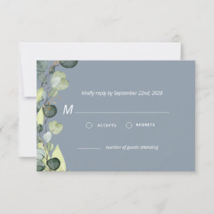 Invitación Dusty Blue Eucalyptus Greenery RSVP Simple