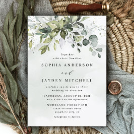 Invitación Dusty Blue Eucalyptus Greenery Succulent Wedding
