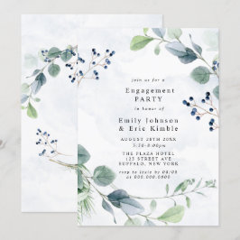 Invitación Dusty Blue Eucalyptus Rustic Engagement Party