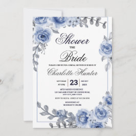 Invitación Dusty Blue Eucalyptus Suculum Bridal Shower Invi