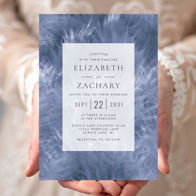 Invitación Dusty Blue Feathery Elegance Boda (Subido por el creador)