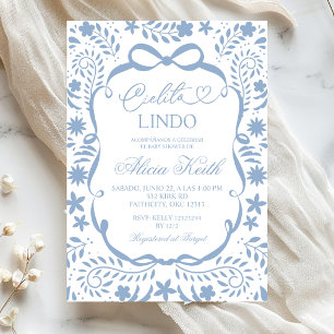 Invitación Dusty Blue Fiesta de Bebé Española Cielito Lindo 