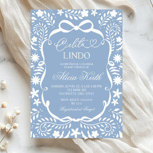Invitación Dusty Blue Fiesta de Bebé Mexicana Cielito Lindo