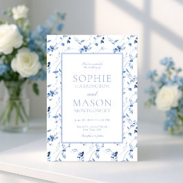 Invitación Dusty Blue Fine Art Floral Wedding Invitation