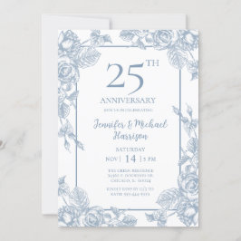 Invitación Dusty Blue Floral 25 Aniversario