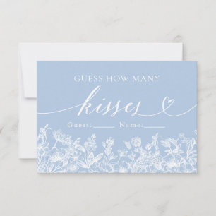 Invitación Dusty Blue Floral adivina cuántos besos de juego