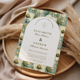 Invitación Dusty Blue Floral Arch Garden Wedding