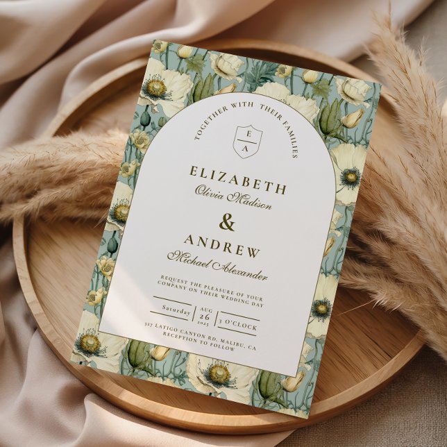 Invitación Dusty Blue Floral Arch Garden Wedding (Subido por el creador)