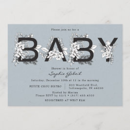 Invitación Dusty Blue Floral Baby Shower