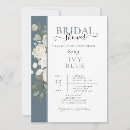 Invitación Dusty Blue Floral Blue Bridal Shower