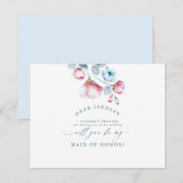 Invitación Dusty Blue Floral Bridesmaid - empleada de honor