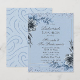 Invitación Dusty Blue Floral Bridesmaids Luncheon