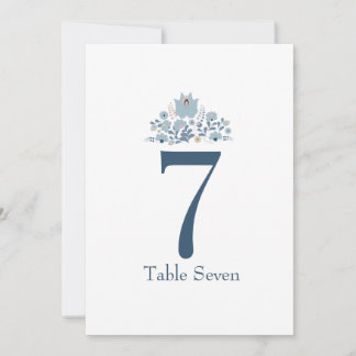 Invitación Dusty Blue Floral Custom Table Number