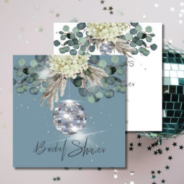 Invitación Dusty Blue Floral Disco Ball Bridal Shower Square