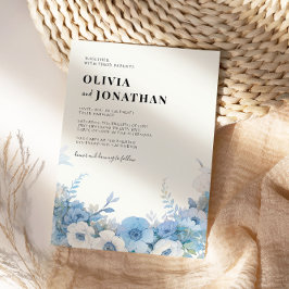 Invitación Dusty Blue Floral Elegant Wedding