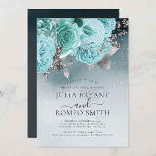 Invitación Dusty Blue Floral Engagement Party
