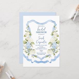 Invitación Dusty Blue Floral Escudo Bridal Shower