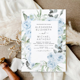 Invitación Dusty Blue Floral Eucalyptus Greenery Boda Invi