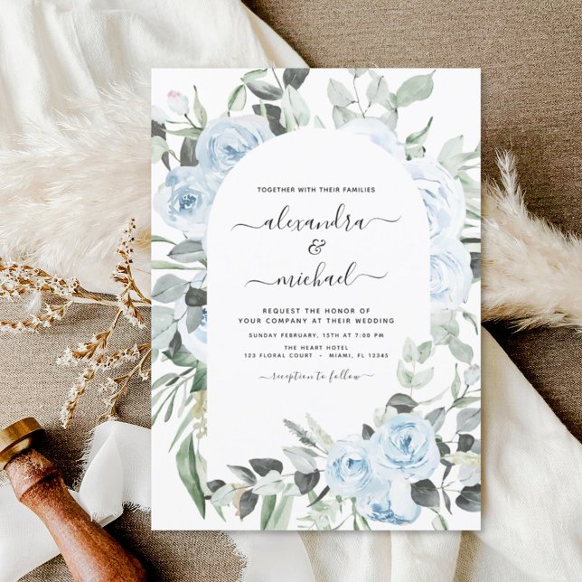 Invitación Dusty Blue Floral Eucalyptus Greenery Boda Invi (Subido por el creador)
