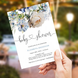 Invitación Dusty Blue Floral Garden Baby Shower