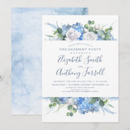 Invitación Dusty Blue Floral Green Engagement Party