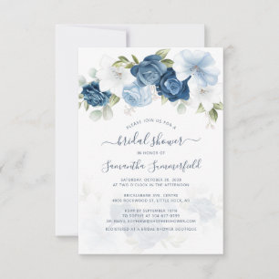 Invitación Dusty Blue Floral Greeneration Botanical Bridal Sh