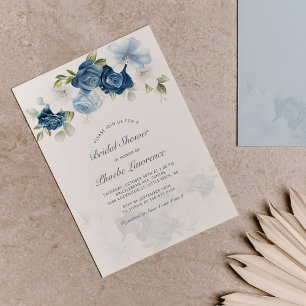 Invitación Dusty Blue Floral Greeneration Botanical Bridal Sh