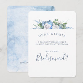 Invitación Dusty Blue Floral Greeneration Bridesmaid Propuest