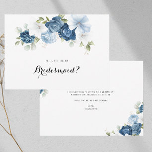 Invitación Dusty Blue Floral Greeneration Bridesmaid Propuest