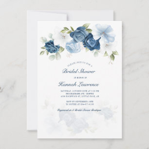 Invitación Dusty Blue Floral Moderno Abridor de Despedida de