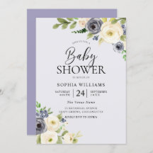 Dusty Blue Floral Navy Boys Baby Shower