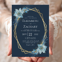 Dusty Blue Floral Navy Gold Wedding