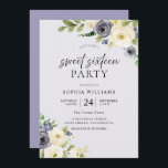 Invitación Dusty Blue Floral Navy Sweet 16 Fiesta<br><div class="desc">Dusty Blue Floral Navy Sweet 16 Party Invitation También tenemos muchas otras Invitaciones y colecciones.</div>