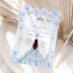 Invitación Dusty Blue Floral Princess Mis Quince 15 Anos<br><div class="desc">Dusty Blue Floral Princesa Mis Quince 15 Anos Invitación Mis Quince 15 Anos,  Mariposa 16 Cumpleaños.</div>